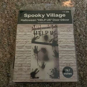 Spooky Village Halloween “HELP US” Door Décor NWT